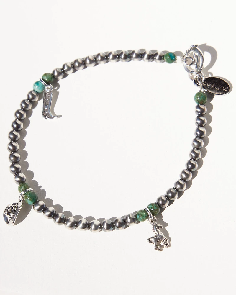 Paige Wallace Women's Navajo Pearls Tiny Charm Bracelet