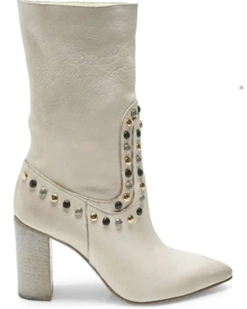 Free People Women's Dakota Heel Studded Western Boots - Round Toe