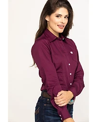 Cinch Women's Burgundy Button-Down Long Sleeve Western Shirt