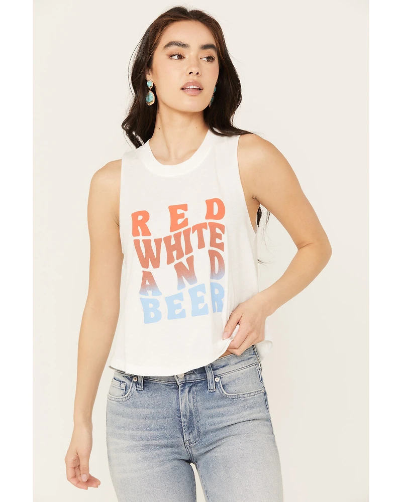 White Crow Women's Red, and Beer Graphic Tank
