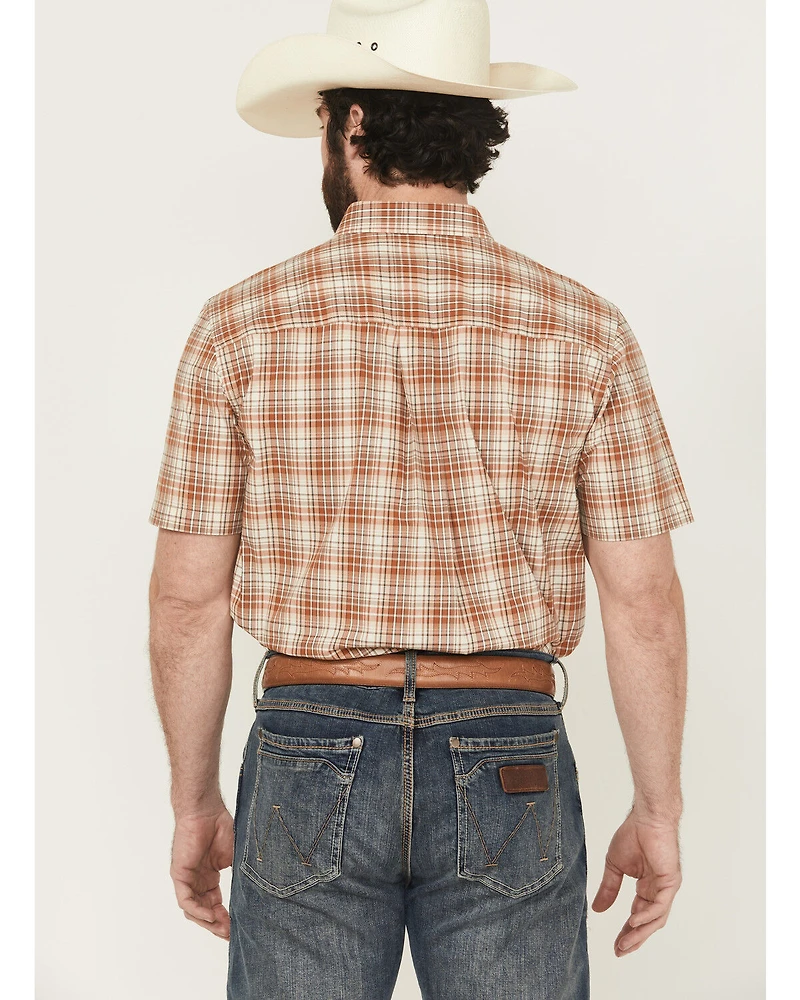 Cody James Men's Cowboy Chic Plaid Print Short Sleeve Button-Down Stretch Western Shirt