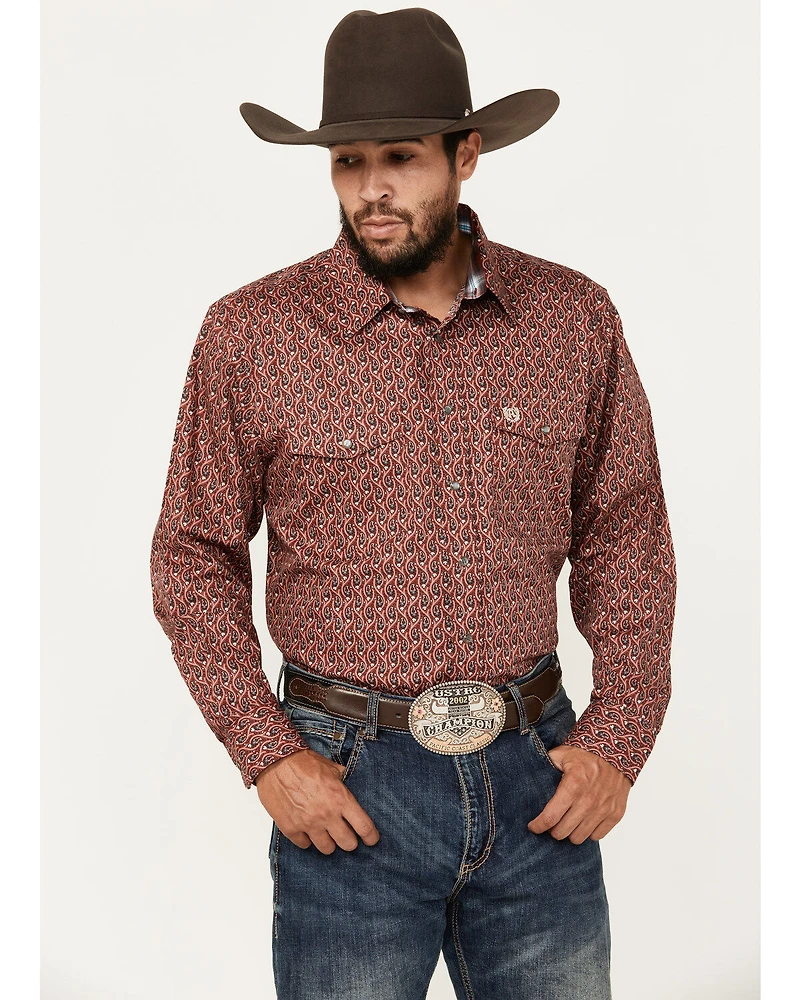 Panhandle Men's Select Paisley Print Long Sleeve Snap Western Shirt