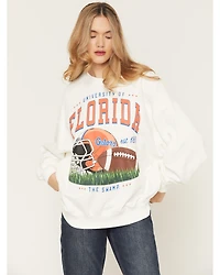 Gameday Women's Florida Gators Helmet Embroidered Graphic Crewneck