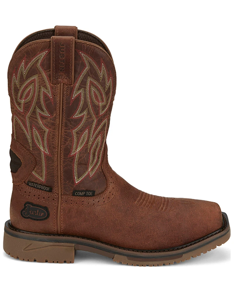 Justin Men's Broncy Waterproof Western Work Boots - Composite Toe