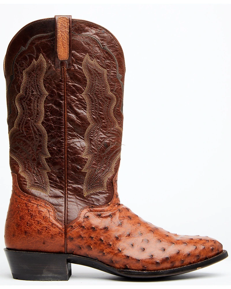 El Dorado Men's Exotic Full-Quill Ostrich Skin Western Boots - Round Toe