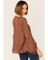 Saints & Hearts Snake Print Tie Front Blouse