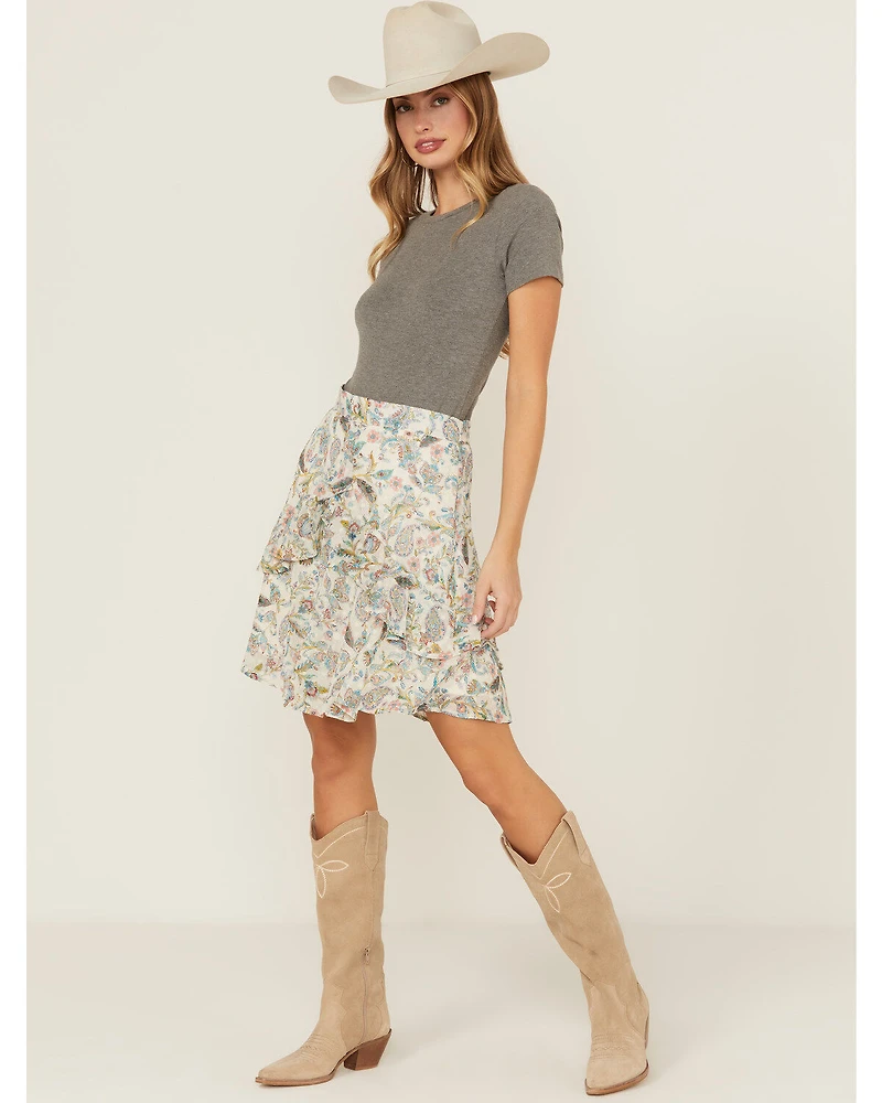 Ash & Violet Women's Floral Smocked Tiered Skirt