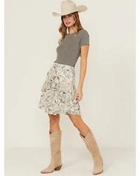 Ash & Violet Women's Floral Smocked Tiered Skirt