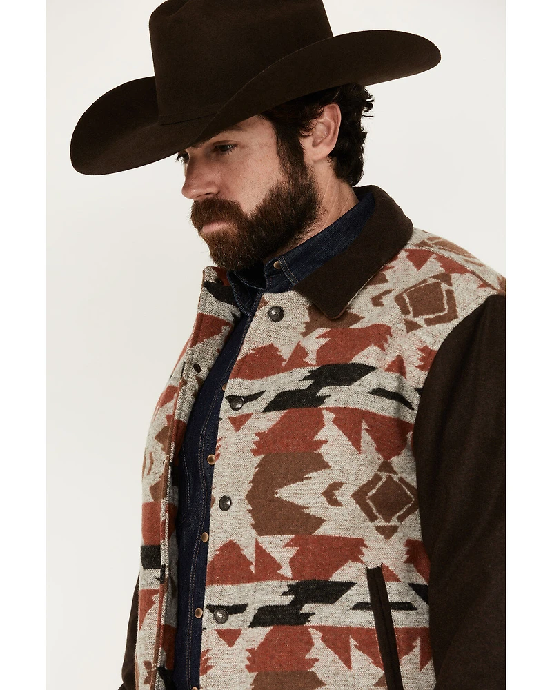 Cripple Creek Men's Brown Navajo Blanket Print Snap-Front Bomber Jacket