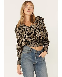 Revel Women's Floral Smocked Waist Top