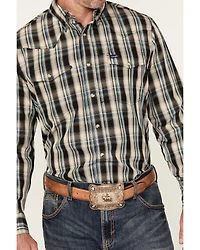 Wrangler Men's Plaid Print Long Sleeve Snap Performance Western Shirt