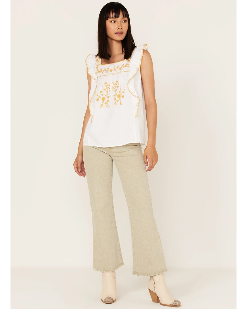 Cotton & Rye Women's Embroidered Ruffle Tank Top