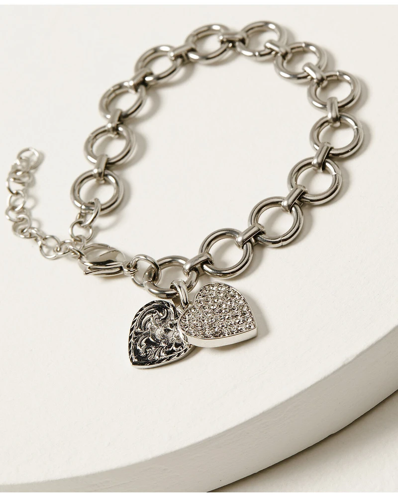 Montana Silversmiths Women's Country Charm Duo Heart Bracelet