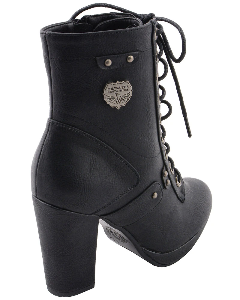 Milwaukee Leather Women's Lace Toe Platform Boots - Round