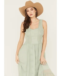 Panhandle Women's Chiffon Embroidered Sleeveless Midi Dress