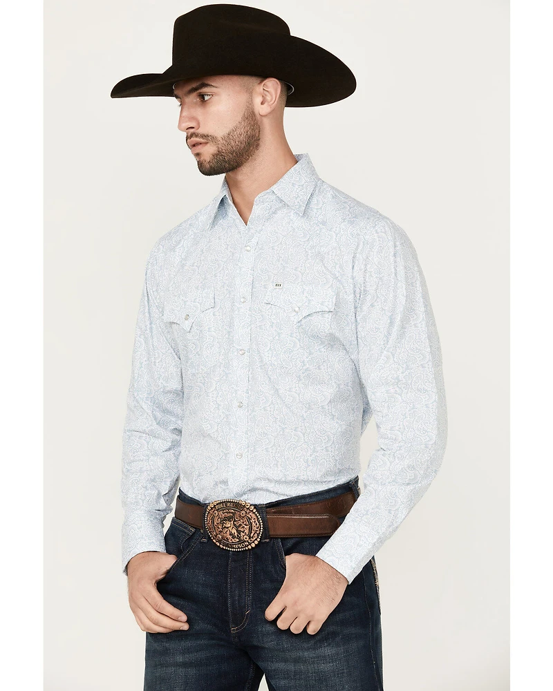 Ely Walker Men's Paisley Print Long Sleeve Snap Western Shirt