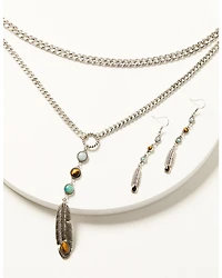 Shyanne Women's Juniper Sky Feather Jewelry Set - 2 Piece