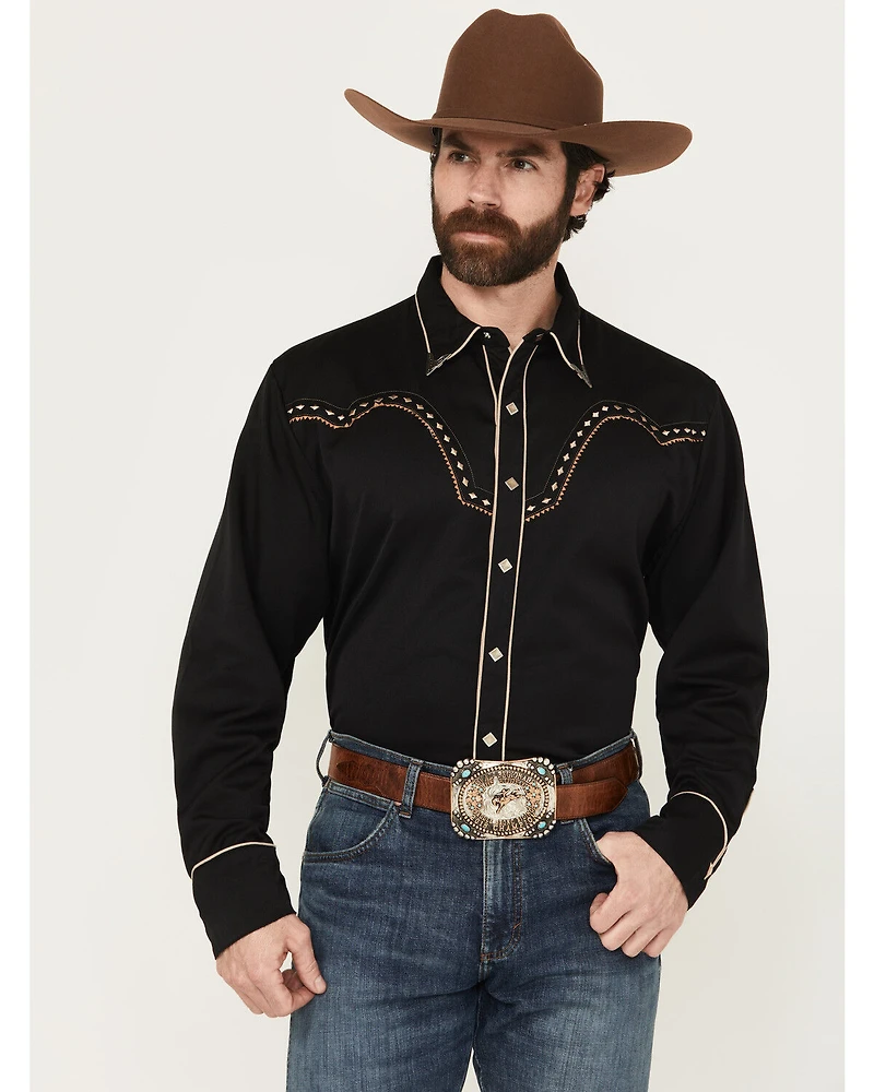 Scully Men's Diamond Embroidered Long Sleeve Western Shirt