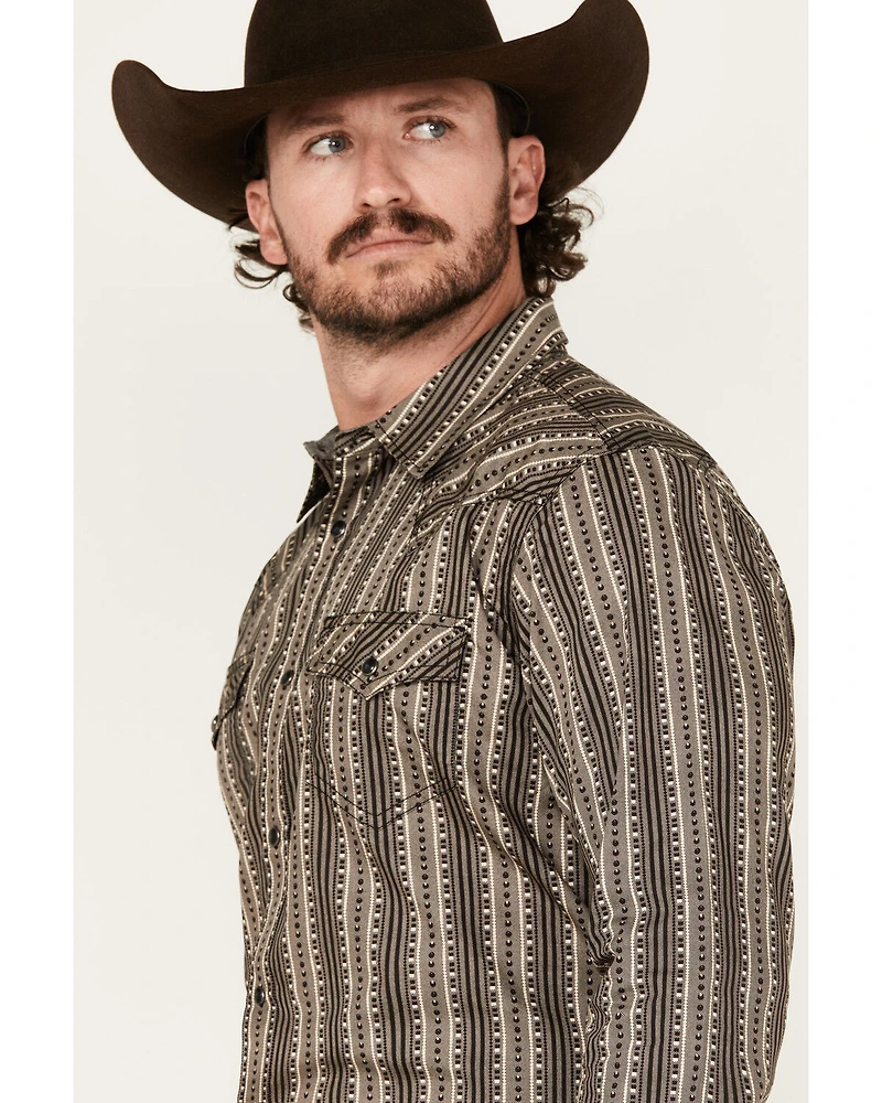 Cody James Men's Bartlett Geo Striped Long Sleeve Snap Western Shirt