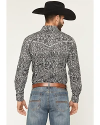 Cowboy Hardware Men's Paisley Print Long Sleeve Snap Stretch Western Shirt