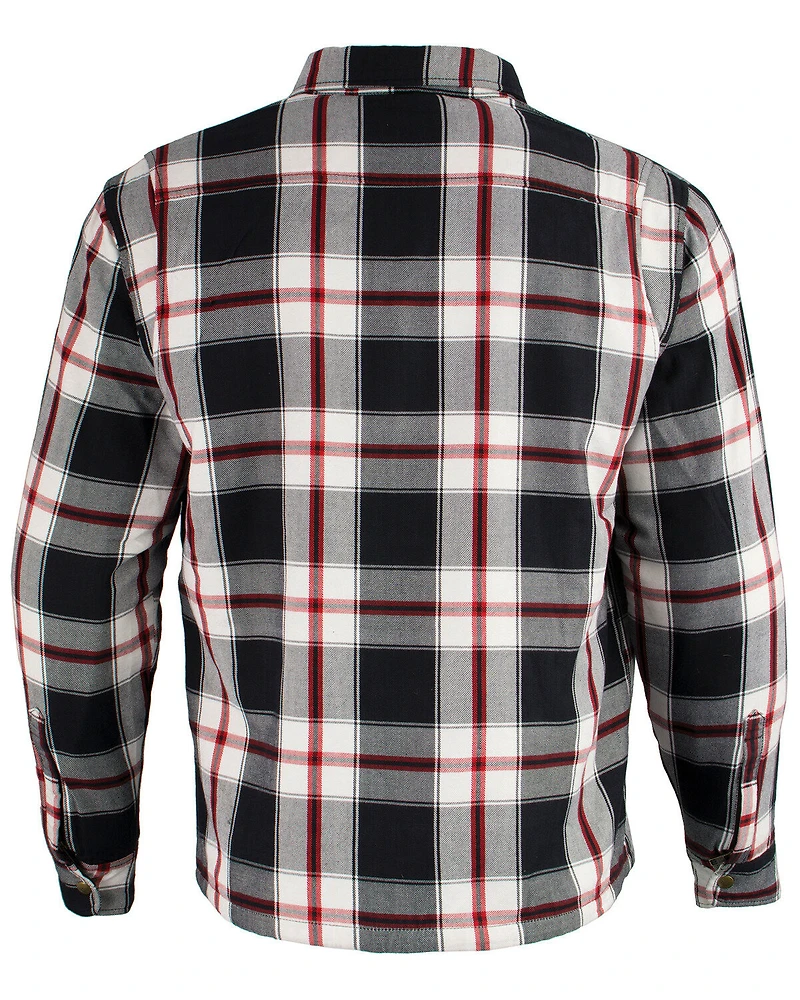 Milwaukee Performance Men's Black/White/Red Aramid Flannel Biker Jacket