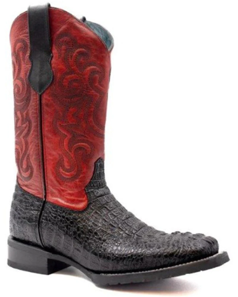Ferrini Men's Crocodile Print Western Boots - Broad Square Toe