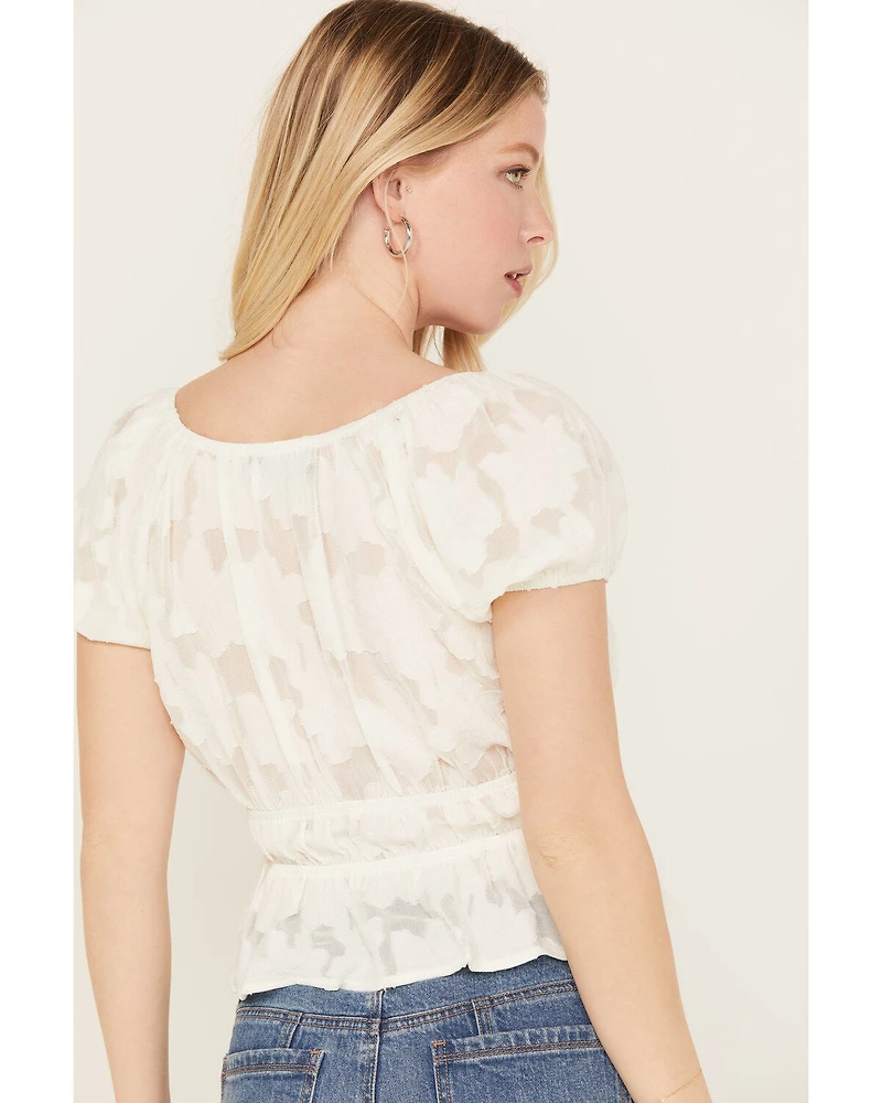 Trixxi Women's Cropped Jaquard Top