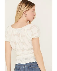 Trixxi Women's Cropped Jaquard Top