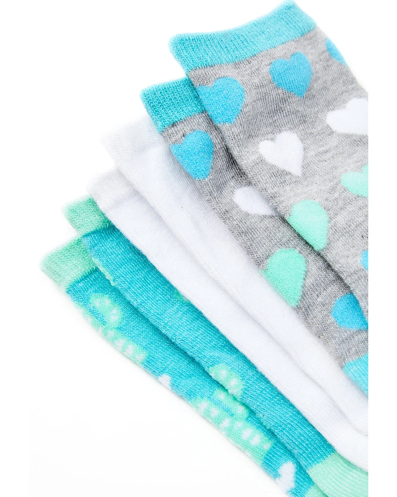 Leg Apparel Kids' 3-Pack Cactus & Hearts Crew Sock Set