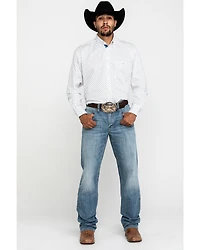 Resistol Men's White Stuart Geo Print Long Sleeve Western Shirt