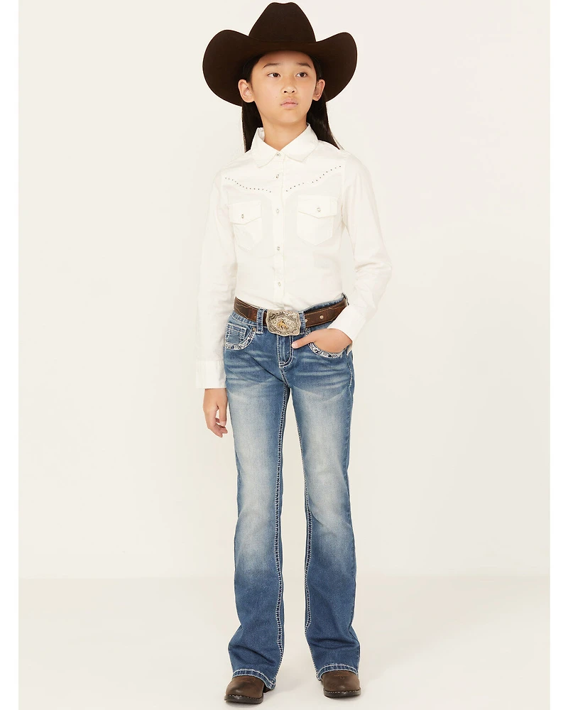 Shyanne Girls' Medium Wash Diamond Dreamcatcher Stretch Bootcut Jeans