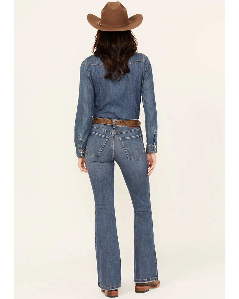 Wrangler Women's Lily Medium Wash Bespoke High Rise Flare Stretch Denim Jeans