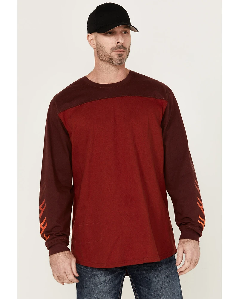 Hawx Men's FR Color Block Long Sleeve Graphic Work T-Shirt