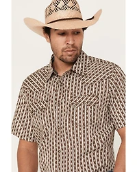 Moonshine Spirit Men's Diamond Striped Short Sleeve Snap Western Shirt