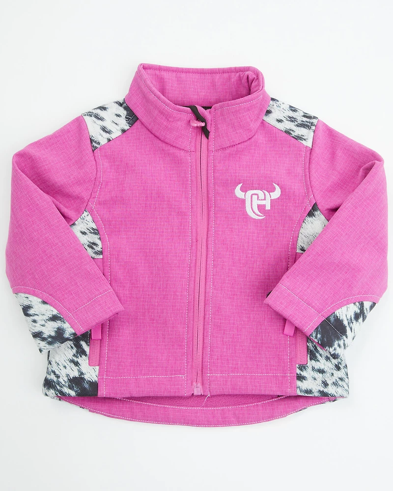 Cowgirl Hardware Toddler Girls' Cowhide Print Softshell Jacket