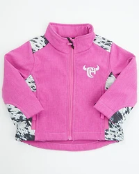 Cowgirl Hardware Toddler Girls' Cowhide Print Softshell Jacket