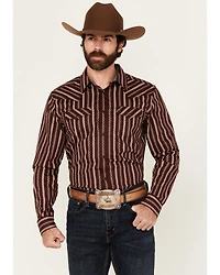 Cody James Men's Hansen Vertical Striped Wallpaper Print Long Sleeve Snap Western Shirt
