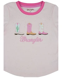 Wrangler Toddler Girls' Sparkle Cowgirl Boot Embroidered Long Sleeve Tee