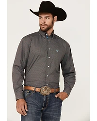 Rough Stock by Panhandle Men's Geo Print Long Sleeve Button-Down Stretch Western Shirt