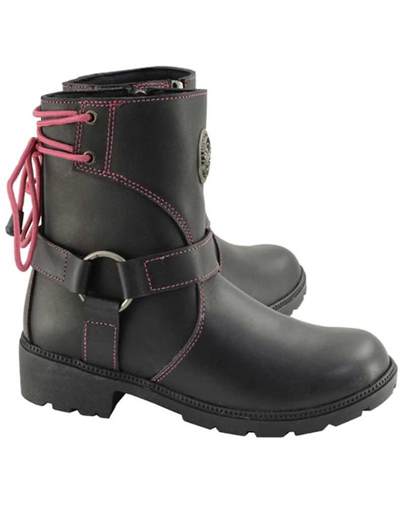 Milwaukee Leather Women's Lace-Up Motorcycle Boots - Round Toe