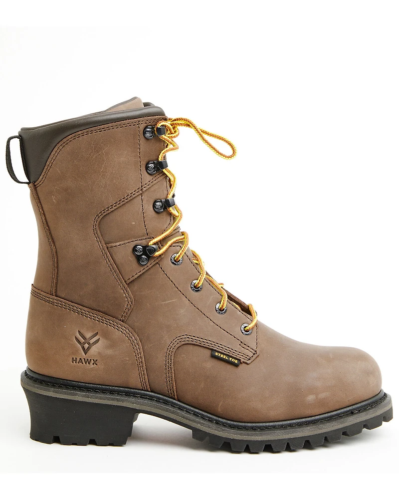 Hawx Men's 8" Logger Lace-Up Waterproof Work Boot - Steel Toe