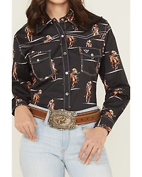 Cowgirl Hardware Women's Conversation Print Long Sleeve Snap Stretch Western Shirt