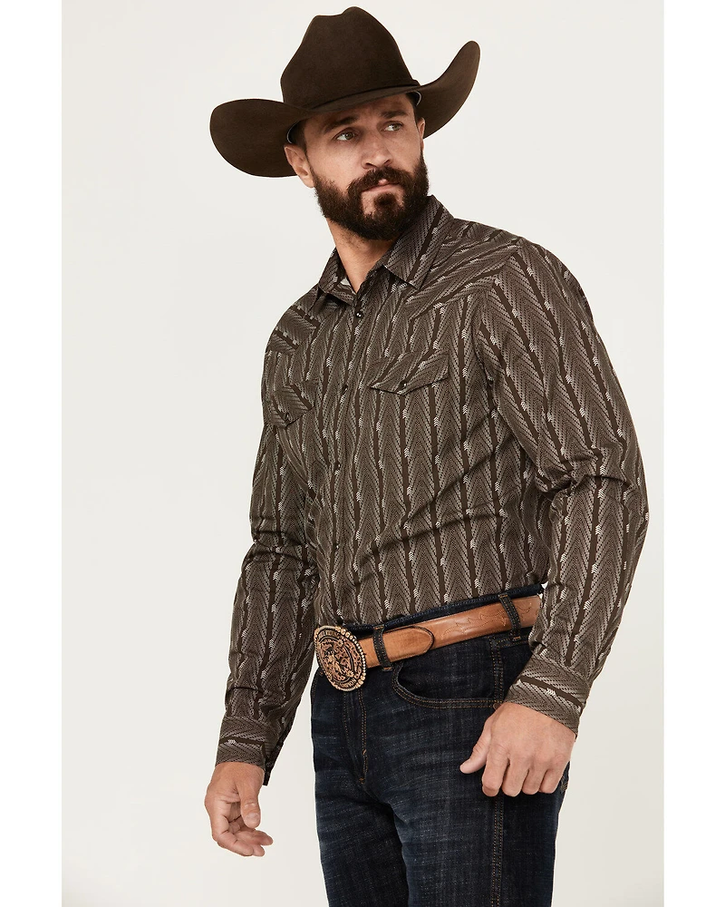 Gibson Trading Co Men's Bow Striped Print Long Sleeve Snap Western Shirt