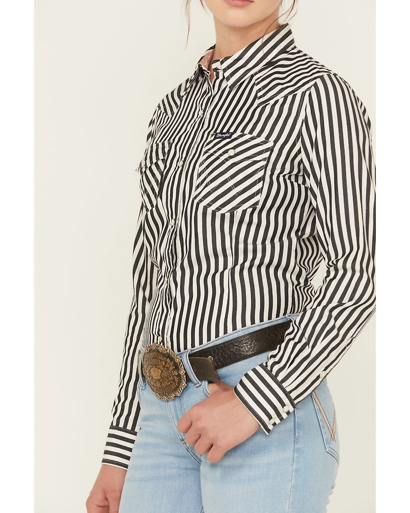 Wrangler Retro Women's Striped Long Sleeve Snap Western Shirt