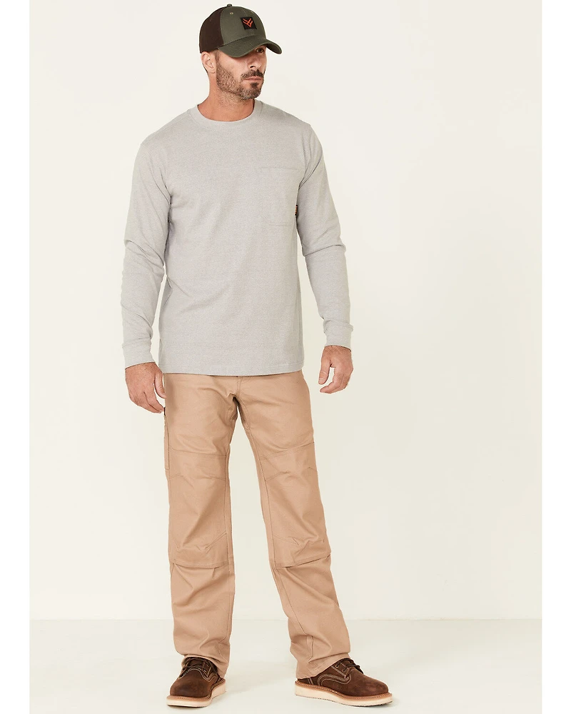 Hawx Men's Solid Light Gray Forge Long Sleeve Work Pocket T-Shirt
