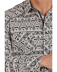 Rock & Roll Denim Men's Southwestern Chambray Print Long Sleeve Western Shirt