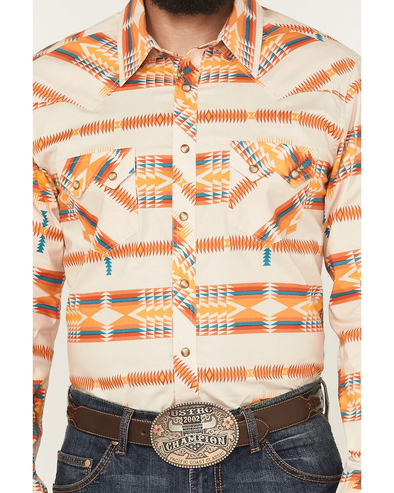 Rock & Roll Denim Men's Southwestern Long Sleeve Snap Stretch Western Shirt