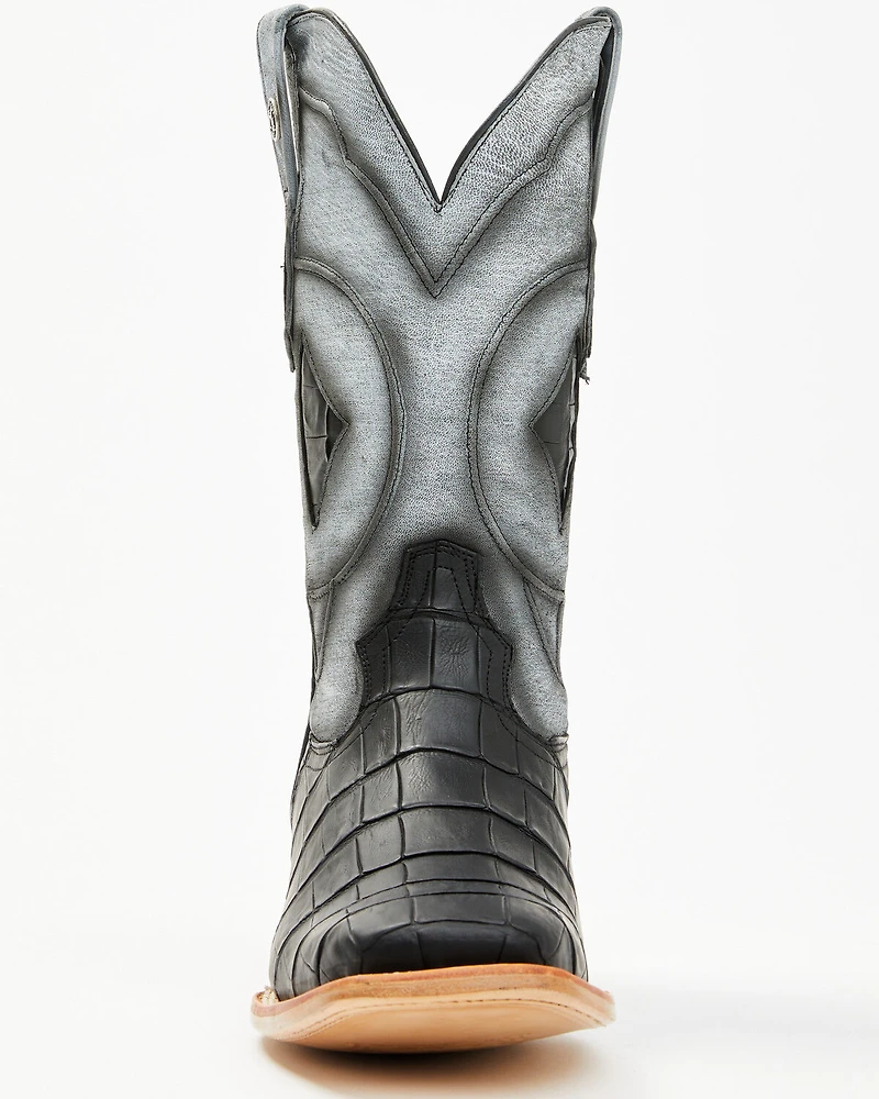 Tanner Mark Men's Exotic Caiman Belly Tall Western Boots - Broad Square Toe
