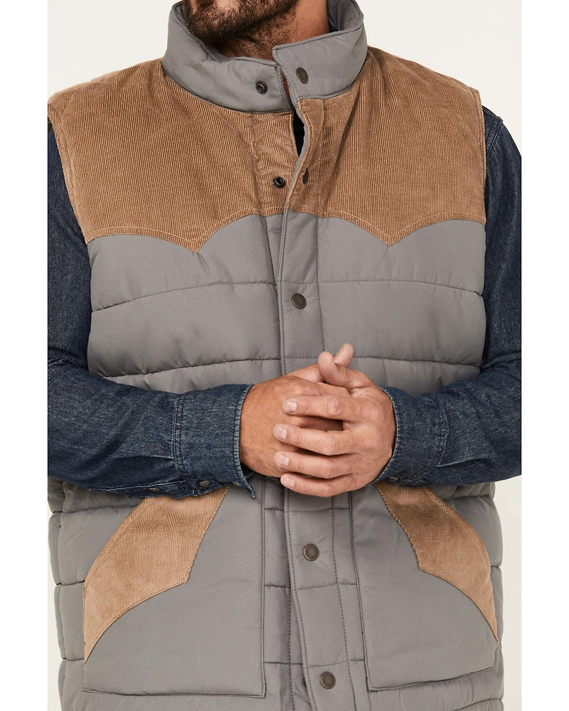 Wrangler Men's Fence Post Western Yoke Snap Puffer Vest