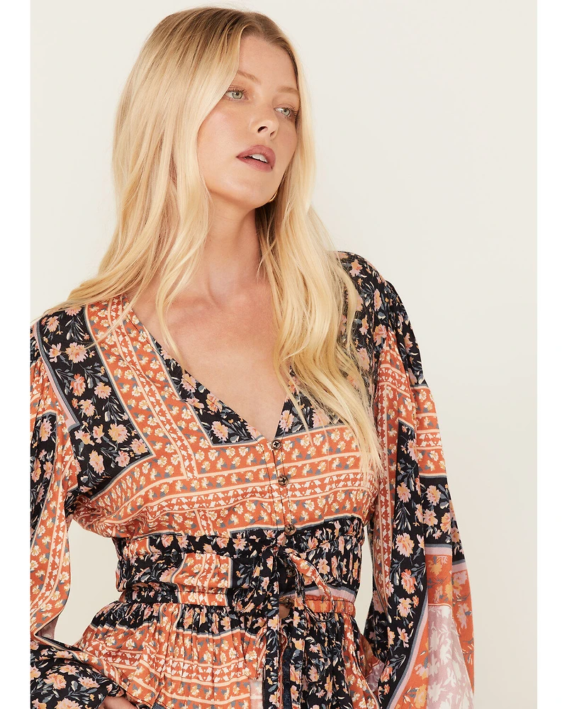 Jen's Pirate Booty Women's Roma Floral Patchwork Print Top
